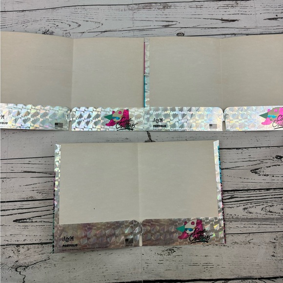 Vintage 1991 J&M Portfolio Lot Of 3 Pocket Folder Cool Critters Metallic Rainbow - Picture 4 of 4